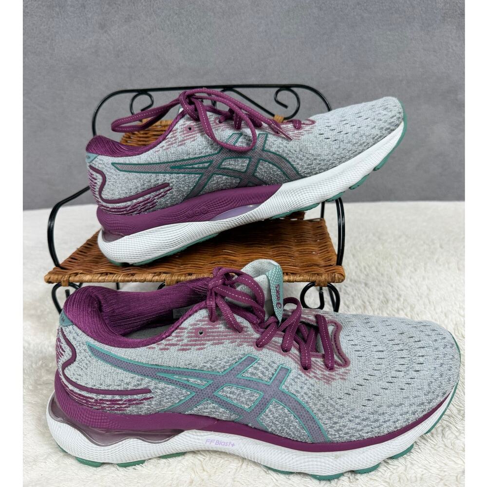 ASICS GEL-Nimbus 24 Women’s 9.5 Gray Pink Purple Running Shoes 1012B340 - Picture 7 of 10